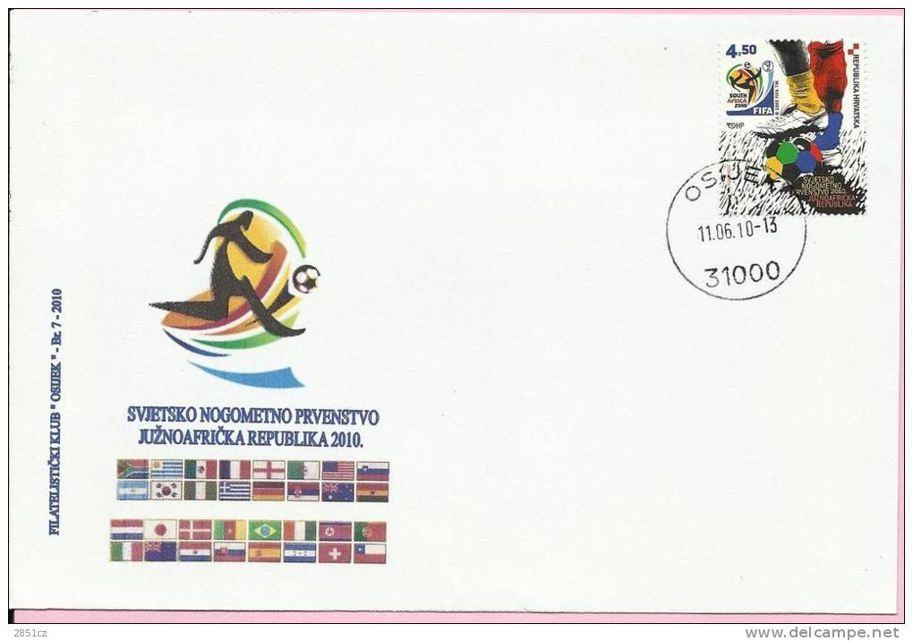 FIFA WORLD CUP 2010., Croatia, Cover, Philatelic Club Osijek - 2010 – Sud Africa