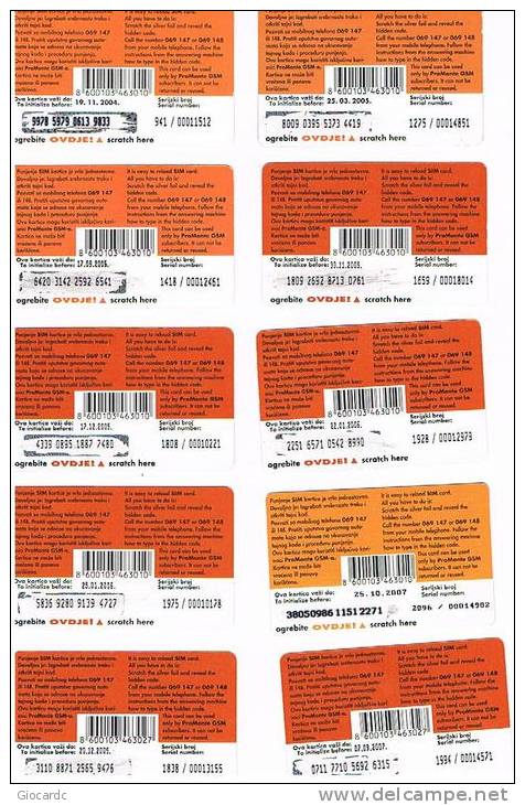 MONTENEGRO - PROMONTE (GSM RECHARGE) - ALO:  LOT OF 10 DIFFERENT  -  USATA  -  RIF. 1569 - Montenegro