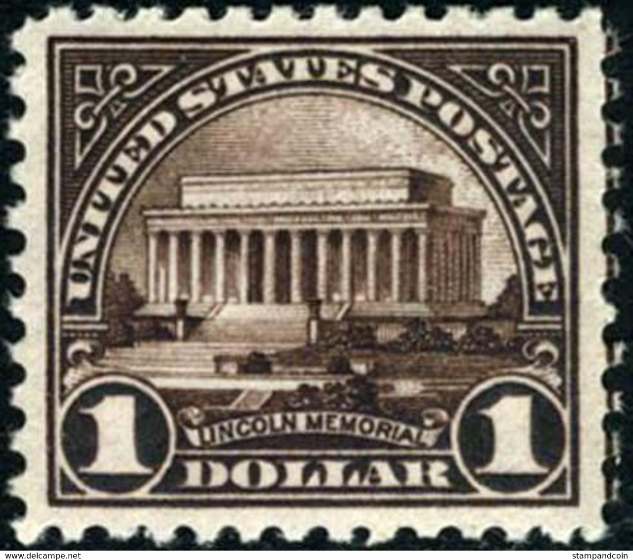 US #571 Mint Lightly Hinged $1 Lincoln Memorial Of 1923 - Ungebraucht