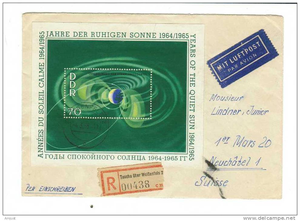 Lettre  Recommandée Pour La Suisse Avec Bloc-feuillet De 1965 - Cartas & Documentos