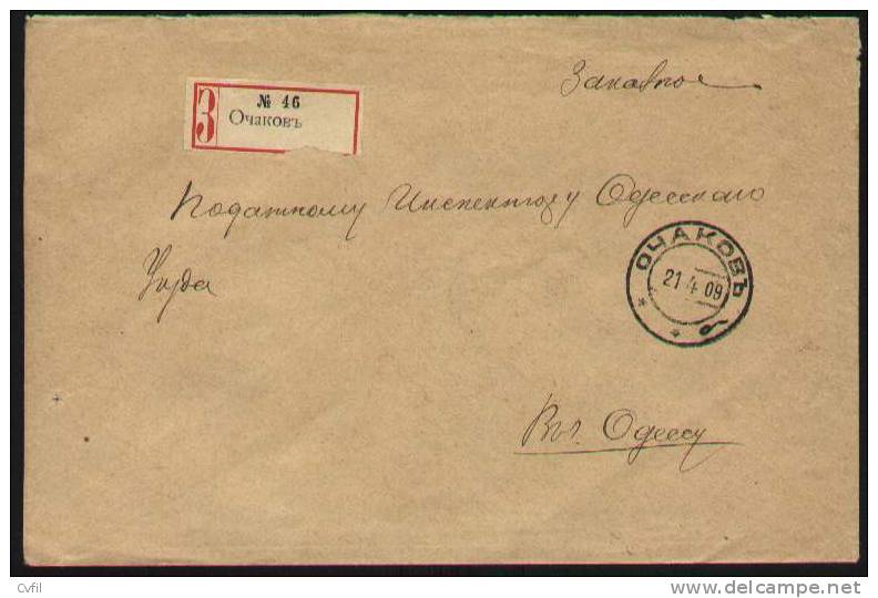 RUSSIA 1909 - REGTD. COVER From OTCHAKOV To ODESSA - Lettres & Documents