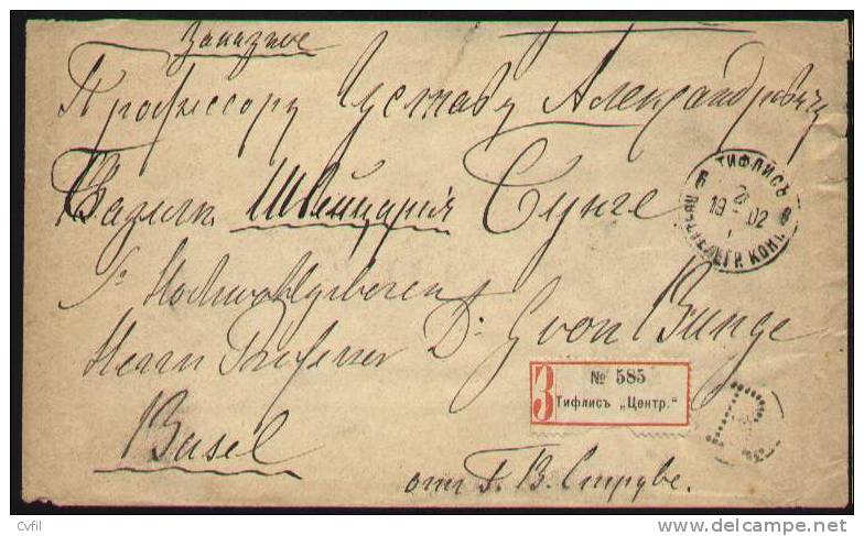 RUSSIA 1902 - REGTD. COVER  From TIFLIS (GEORGIA) To SWITZERLAND - Briefe U. Dokumente