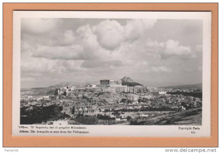 Grece Athene ( The Acropolis As Seen From The Philopappus ) Real Photo  Carte - Greece