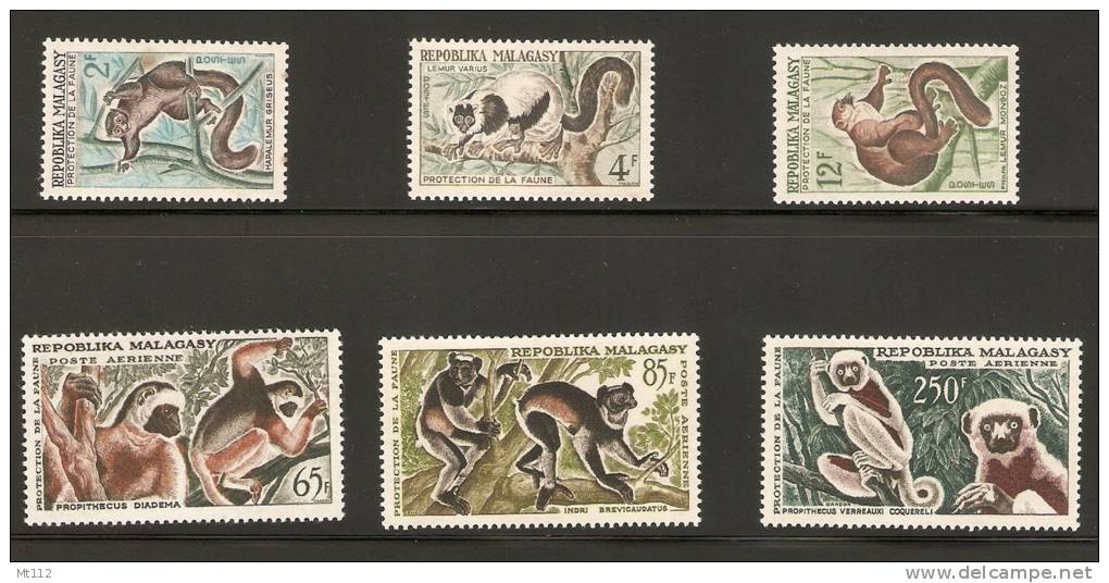 MALAGASY ~ 1961 MONKEYS 6V - Affen