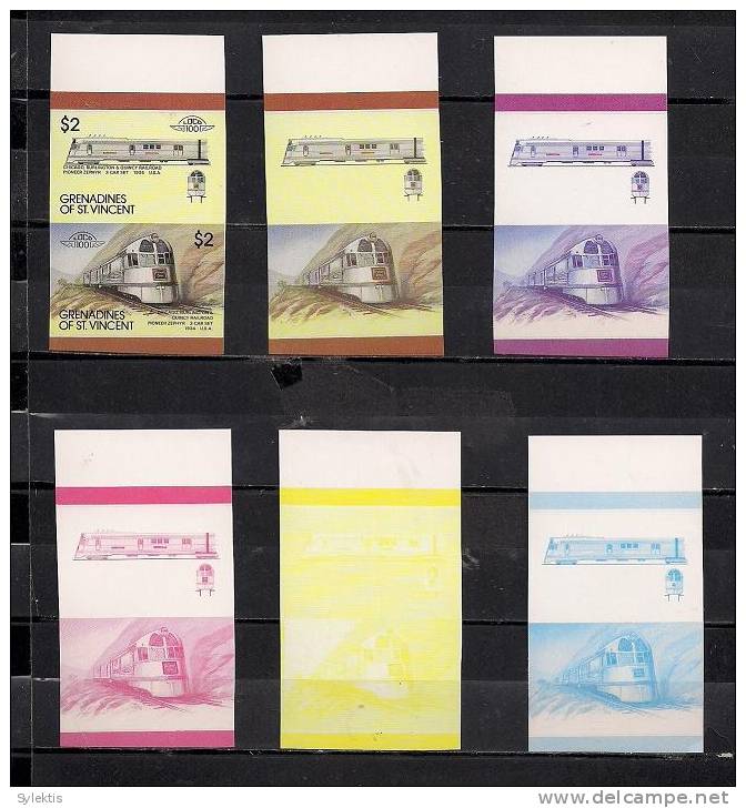 GRANADINES OF ST. VINCENT TRAINS LOCOMOTIVES PROOF SET MNH $2 - St.Vincent Y Las Granadinas