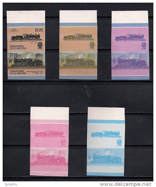 GRANADINES OF ST. VINCENT TRAINS LOCOMOTIVES PROOF SET MNH $1.25 - St.Vincent Und Die Grenadinen