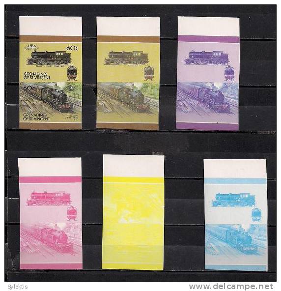 GRANADINES OF ST. VINCENT TRAINS LOCOMOTIVES PROOF SET MNH 60c - St.Vincent & Grenadines