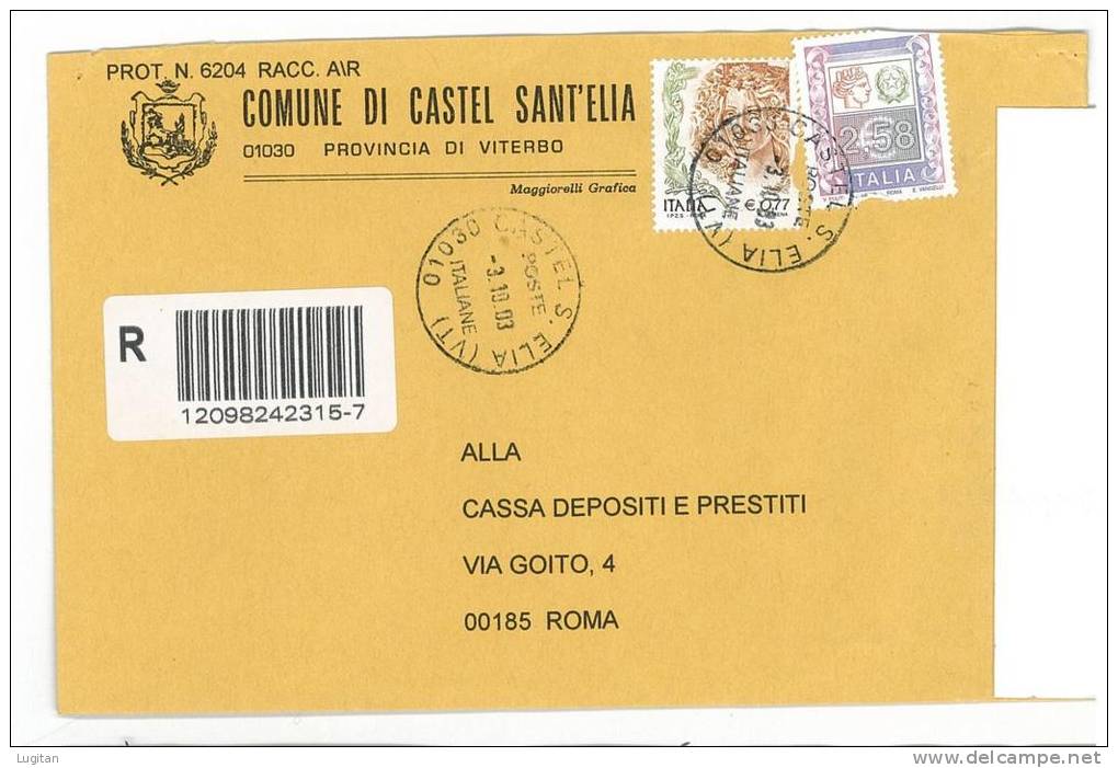 CASTEL SANT'ELIA CAP 01030 PROV. VITERBO  ANNO 2003 VT - R - LAZIO -TEMATICA COMUNI D'ITALIA - STORIA POSTALE. - Macchine Per Obliterare (EMA)