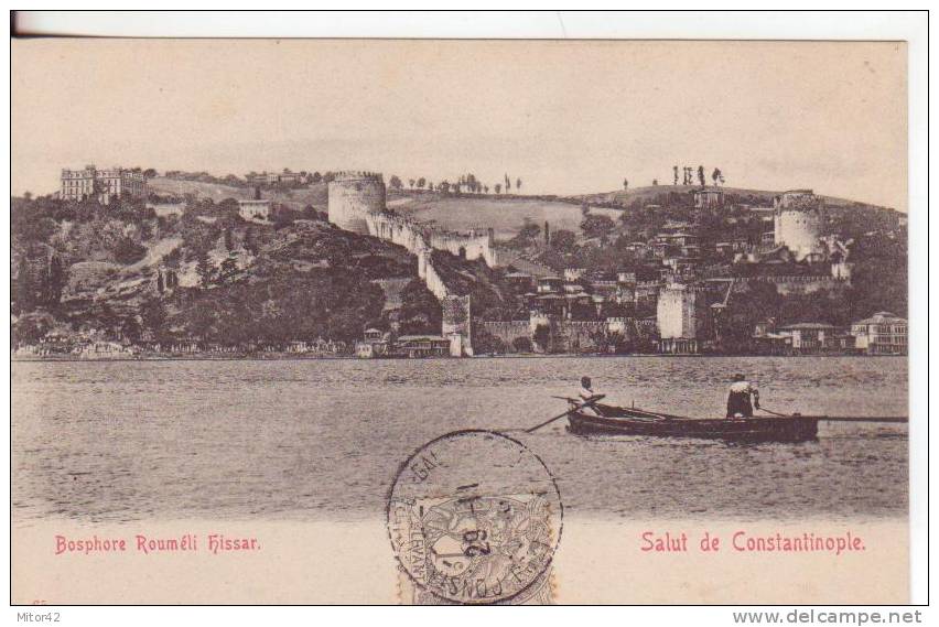 121-Levant Francaise-Costantinople-Costantinopoli-Turquie-Turkey-France- Bosphore Rouméli Hissar-Bateaux-Navires-1905. - Turchia