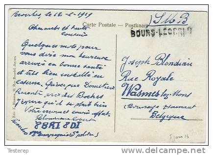 Griffe BOURG-LEOPOLD (Leopoldsburg)zichtkaart Beverloo Dd 18.2.1919  Service Militaire Belge In Perfecte Staat - Griffes Linéaires