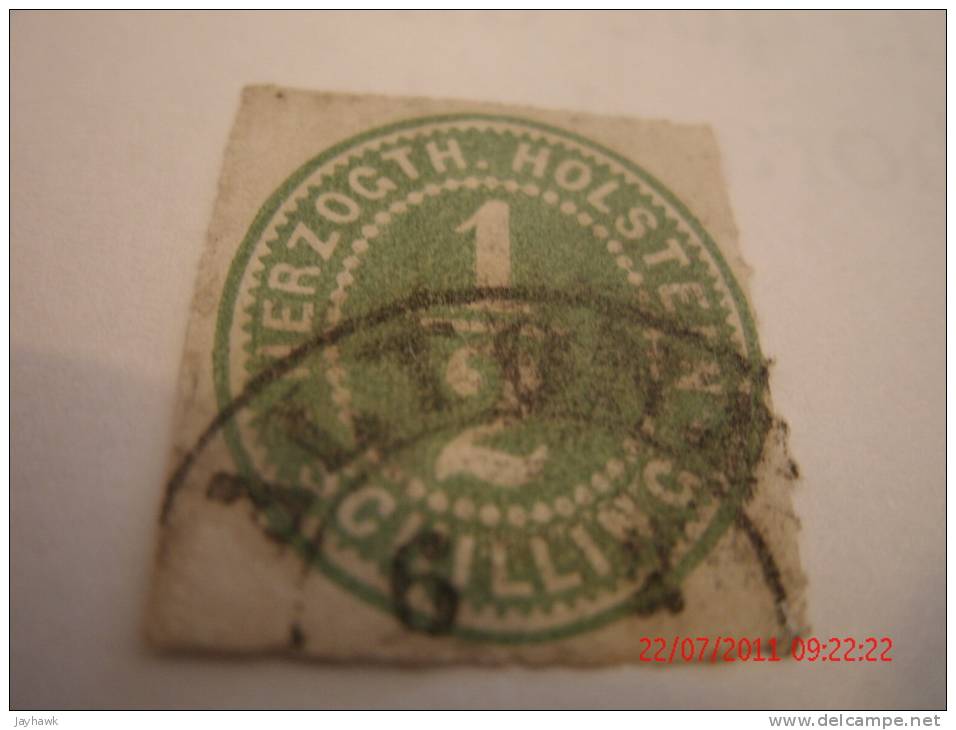 SCHLESWIG-HOLSTEIN, SCOTT# 19, 1/2s GREEN, USED - Schleswig-Holstein