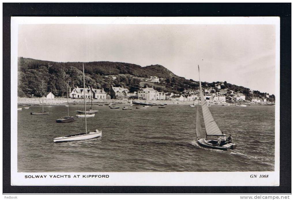 RB 819 - Real Photo Postcard Houses &amp; Solway Yachts At Kippford Dumfries &amp; Galloway Scotland - Sailing Theme - Dumfriesshire