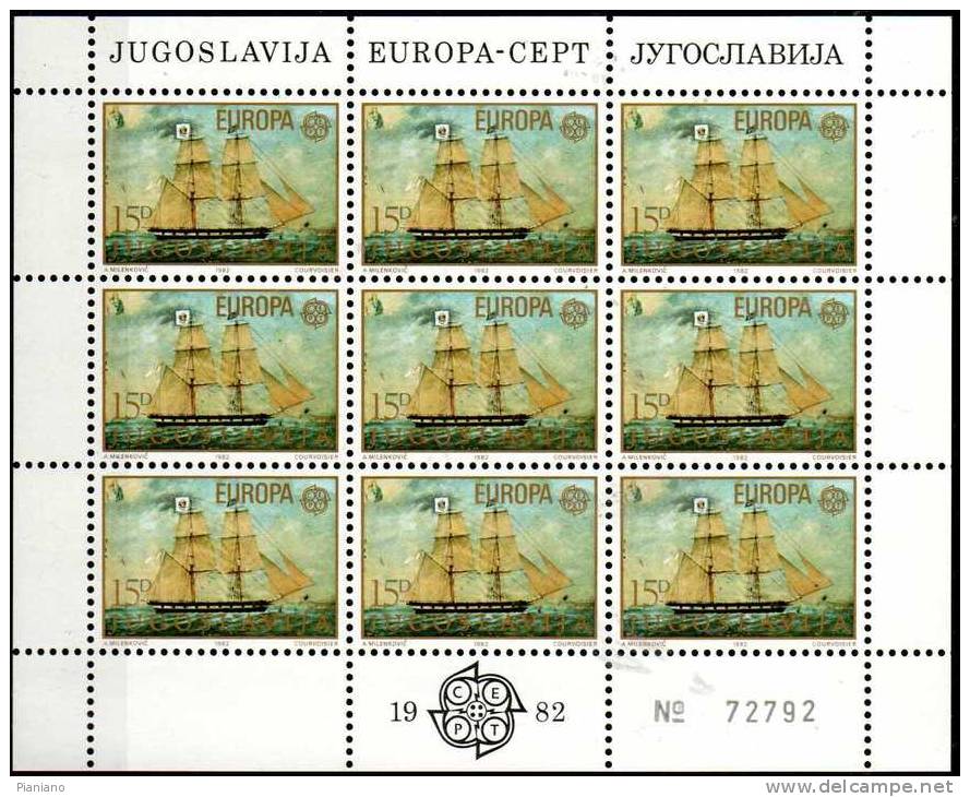 PIA -  JUGOSLAVIA  - 1982  : EUROPA  Mf  - (Yv  1804-05  X  9) - Hojas Y Bloques
