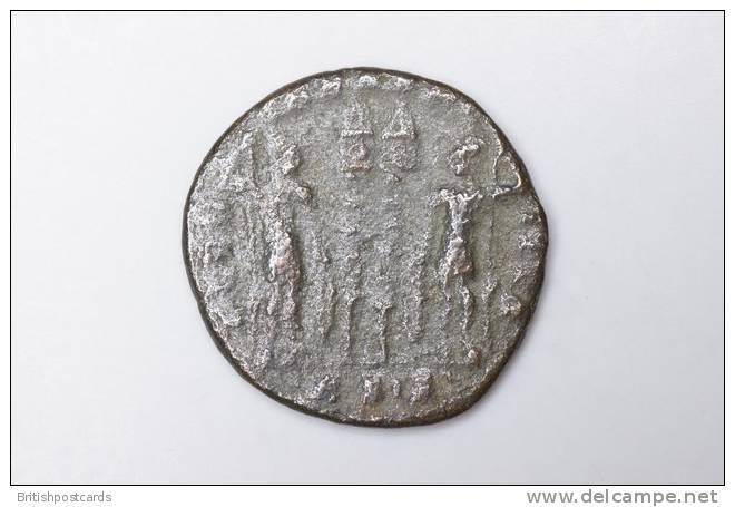 Constantine II - AE3 - GLORIA EXERCITVS - Two Soldiers &amp; Standards - The Christian Empire (307 AD To 363 AD)