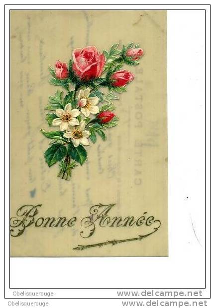 BONNE ANNEE COLLAGE SUR CELLULO EPAISSEURS ROSES TOP TOP - Anno Nuovo