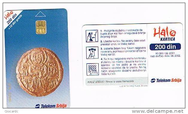 SERBIA - TELEKOM SRBIJA (CHIP) - 2001 COINS FROM PERIOD OF NEMANJIC DINASTY  -  USED °  -  RIF. 2994 - Francobolli & Monete