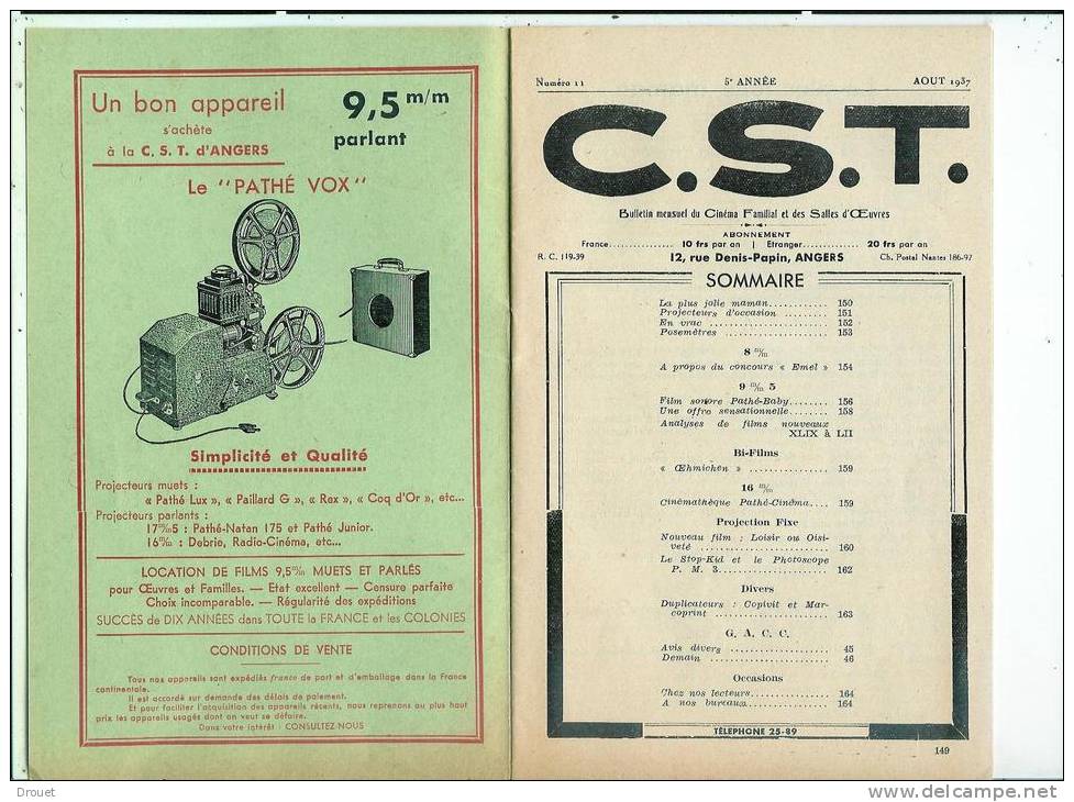 CINEMA FAMILIAL  - C.S.T  - 1937 - Cinéma/Télévision