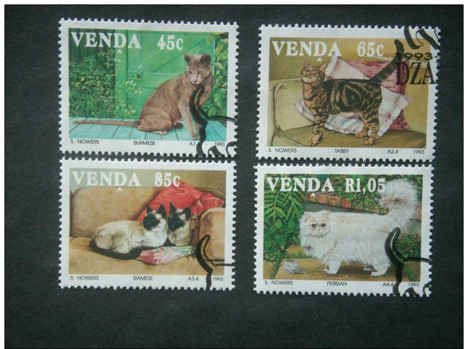 VENDA, 1993, CTO Set, Cats, Scott 253-6 CV 4.00, On Paper - Venda