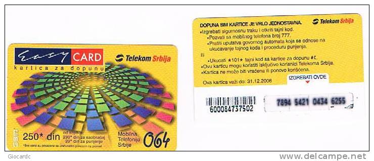 SERBIA - TELEKOM SRBIJA 064 (GSM RECHARGE ) - 250 DINARI      -  USED °  -  RIF. 3020 - Autres - Europe