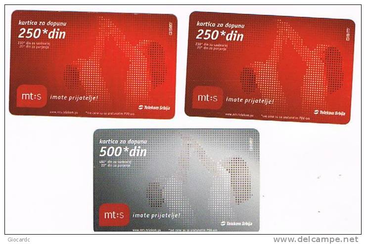 SERBIA - TELEKOM SRBIJA  (GSM RECHARGE ) -  MT:S LOT OF 3 DIFFERENT      -  USED °  -  RIF. 2987 - Autres - Europe