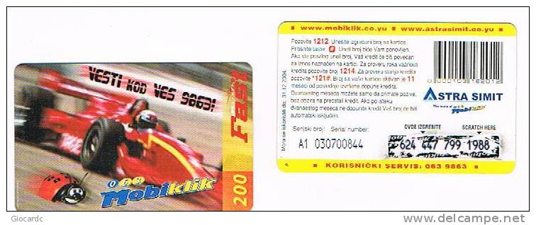 SERBIA - MOBIKLIK 063  (GSM RECHARGE ) -  SPORT: FORMULA 1 (FAST)  EXP.12.04      -  USED °  -  RIF. 2990 - Other - Europe