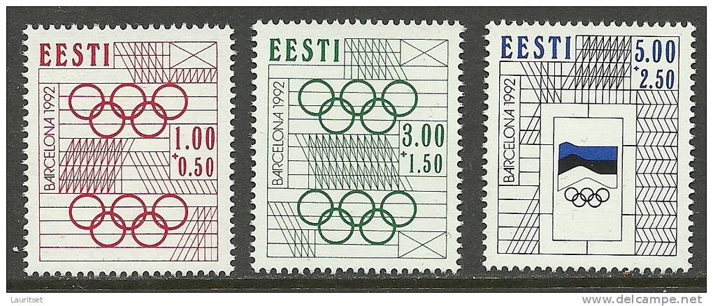 Estland Estonie Estonia 1992 Olympic Games In Barcelona Michel 180 - 182 MNH - Ete 1992: Barcelone