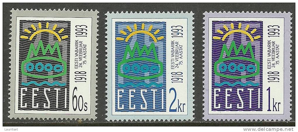 ESTLAND Estonia Estonie 1993 Estonian Republik 75. Anniversary Jahrestag Michel 200-202 - Estonie