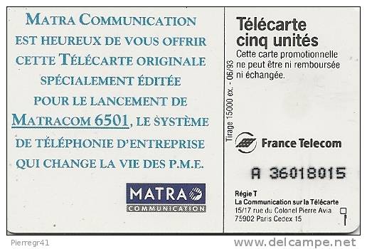 CARTE-PRIVEE-5U-GN-02-S03-06/93-MATRA COMMUNICATION- UTILISE-TBE- - 5 Unités