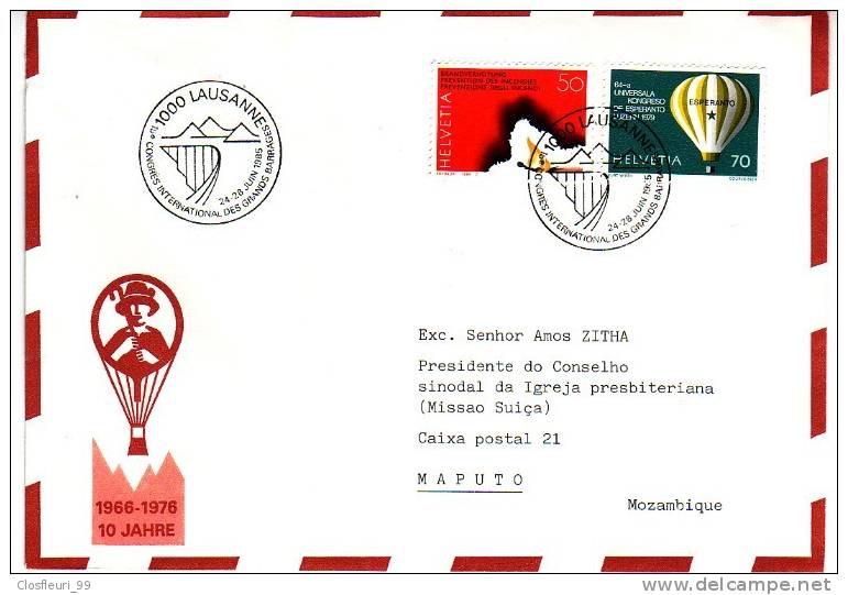 Lettre / Mozambique. Congrès Grands Barrages /Ballon / Esperanto /Affranchissement Correct / 1985 - Protection De L'environnement & Climat