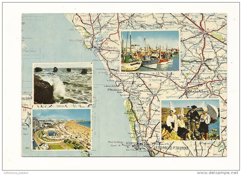 Cp, Carte Géographique, La Côte Vendéenne, Voyagée 1975 - Landkarten