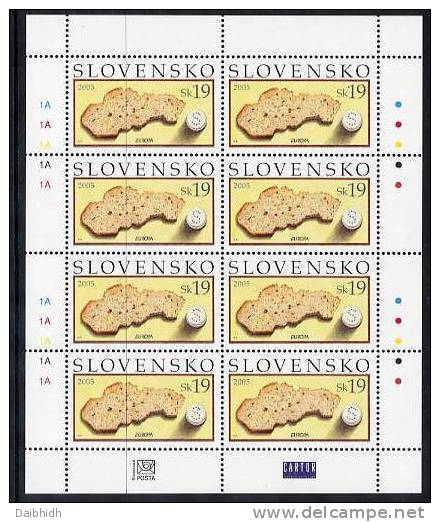 SLOVAKIA 2005 Europa: Gastronomy Sheetlet MNH / **.  Michel 512 - Blocks & Kleinbögen