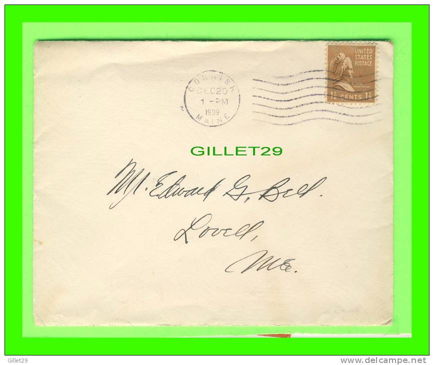 POSTAL STATIONERY - CORNISH, MAINE DEC 20, 1939 - - 1921-40