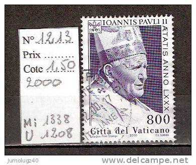 Timbre Vatican 2000 Y&T N°1213.  Oblitéré. Jean Paul II. Cote 1.50  € - Usados