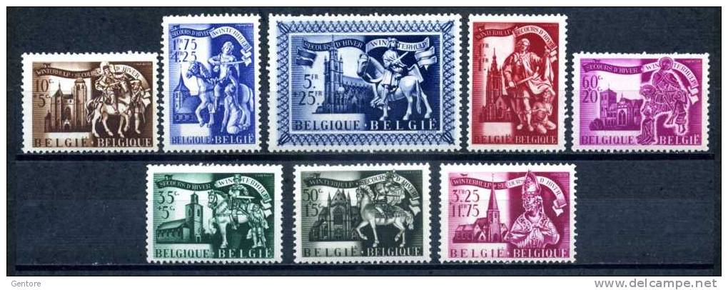 BELGIUM 1943 Winter Surtax Cpl Set Of 8  Yvert Cat. N° 631/38  Mint Hinged - Neufs