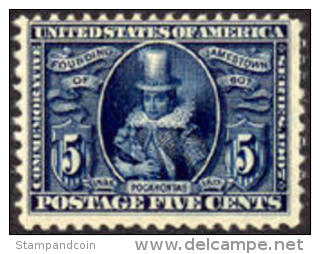 US #330 Mint Very Lightly Hinged 5c Jamestown Expo From 1907 - Unused Stamps