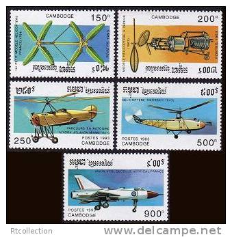 Cambodia 1993 Vertical Take-Off Aircraft Airplane Airplanes Helicopters Helicopter Transport Stamps MNH Michel 1388-1393 - Elicotteri