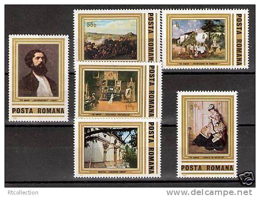 Romana Romania 1981 ART Paintings Painting Th. Aman Portrait Landscape MNH Michel 3810-3815 - Collections