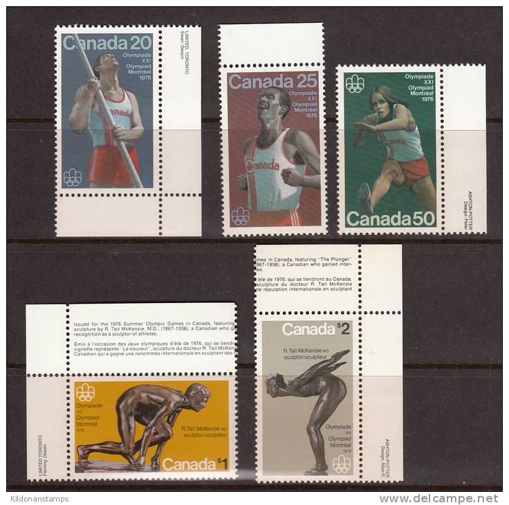 Canada 1976 Olympics, Mint No Hinge, Sc# 656-657, 664-666 - Unused Stamps