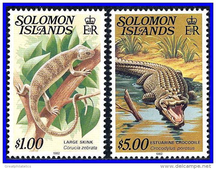 SOLOMON ISLANDS 1982 RE-ISSUED REPTILES SC# 410A,412A VF MNH (D0377) - Iles Salomon (...-1978)