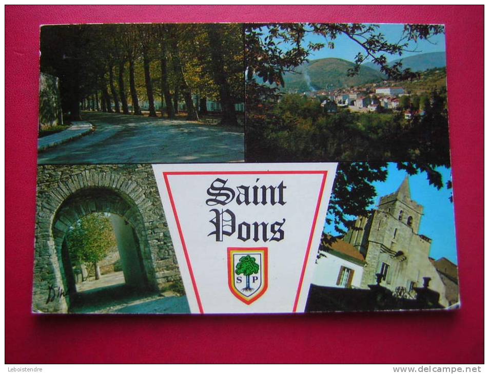 CPM-34-SAINT PONS DE THOMIERES -MULTI-VUES-LE FOIRAL-VUE GENERALE-LA PORTE NOSTRE SEIGNE-LE CLOCHER - VOYAGEE 1970 - Saint-Pons-de-Thomières