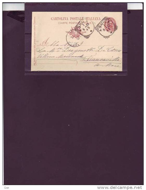 ITALIA  1901 -  CP - Mill. 900 - Da  Aquila A Francavilla A Mare (CH) - Stamped Stationery