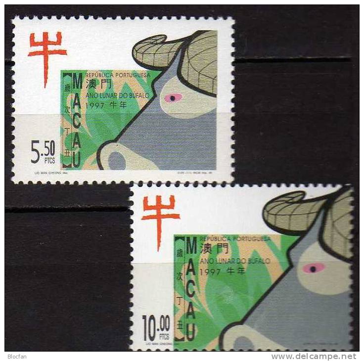1997 Chinesisches Neujahr MACAO 892/3 Aus Block 41 ** 11€ Jahr Des Ochsen Kalender China Year Of Ox Bloc Stamps Of Macau - Neufs