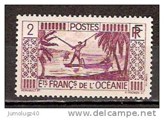 Timbre Océanie 1933 Y&T N° 85 **. Pêcheur. 2c. Lilas. Cote 0.15 € - Other & Unclassified