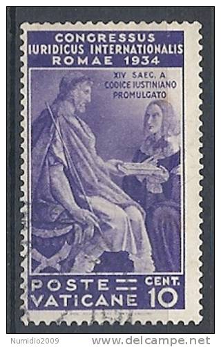 1935 VATICANO USATO CONGRESSO GIURIDICO 10 CENT - RR9672 - Used Stamps