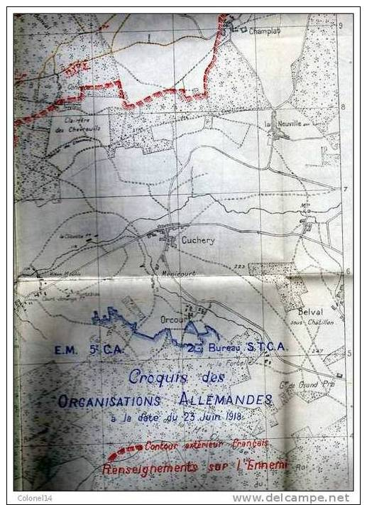 Rare Carte Croquis Organisations Allemande 23 Juin 1918 Voir Description - 1914-18