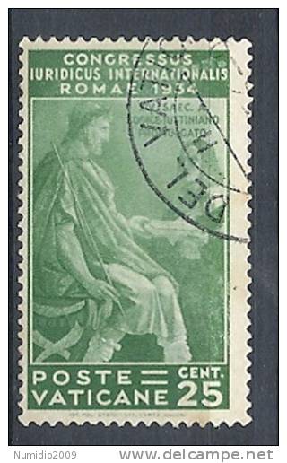 1935 VATICANO USATO CONGRESSO GIURIDICO 25 CENT - RR9674 - Oblitérés