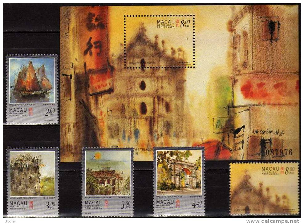 Malerei 1997 Ansichten Von Macao 899/3 Plus Block 43 ** 25€ Gemälde Kwok Se Segelschiff Festung Portas Cerco Sheet MACAU - Lots & Serien