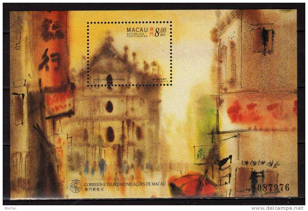 Tourismus Malerei 1997 Von Macao 903 In Block 43 ** 10€ Gemälde Kwok Se Touristik Rue De Sao Paulo Art In Sheet Of MACAU - Blokken & Velletjes