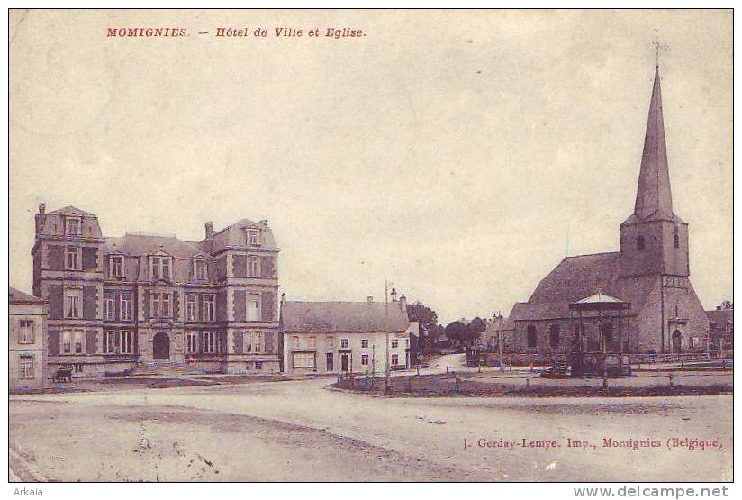 MOMIGNIES = Hôtel De Ville Et église (écrite) 1912 - Momignies