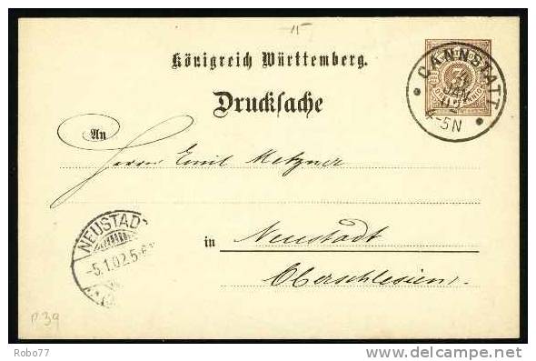 1902 Wurttemberg Lpostal Card. Mich DRP9.  CANSTATT 4.Jan.02. (G48b006) - Other & Unclassified